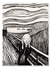 Poster Der Schrei s/w - Edvard Munch