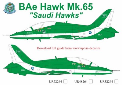 1:48 Decal Bae Hawk Mk.65 ''Saudi Hawks'' (FFA) - UpRise UR48264
