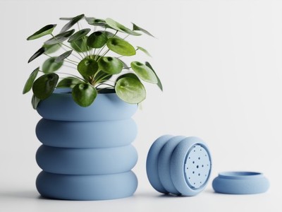 Blumentopf mit Untersetzer | Moderner Pflanztopf | Desing Übertopf | 3D Druck