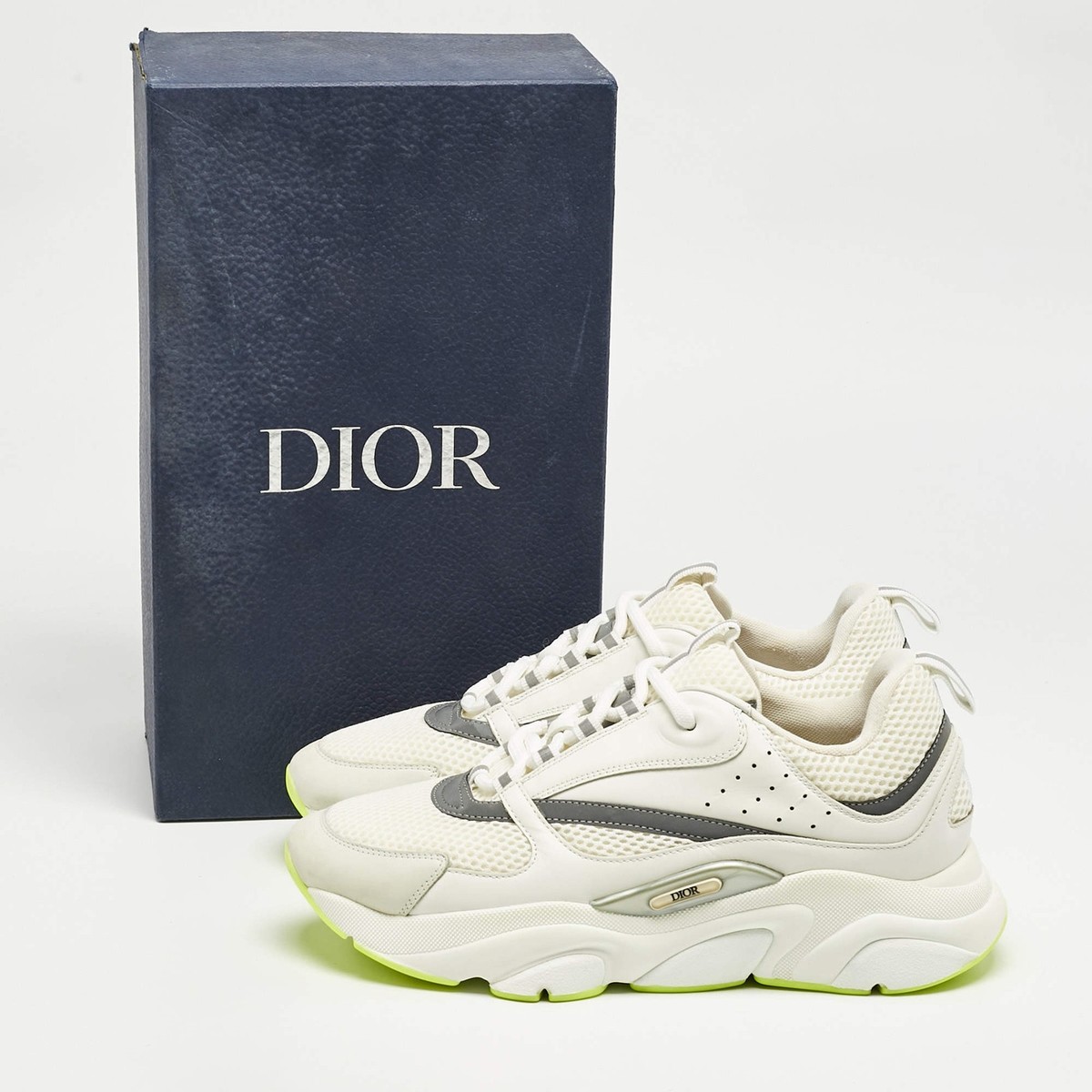 ディオール オム ダットスニーカー B22 レザー 白 サイズ42 Dior B22 Size 42 White Leather and Mesh Low Top Sneakers | eBay