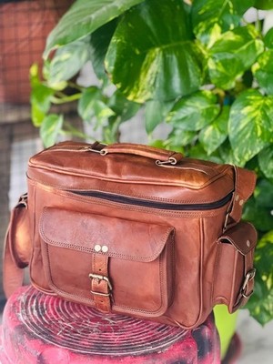 Bulky Leather Haritage Bag  Camera Classic Bag Padded Satchel Bag