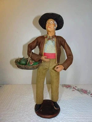 Ancien santon habillé Jouglas Homme au panier de pastèque crèche Provence - Photo 1/4