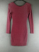 LULUS Gift of Love Red and Silver Backless Long Sleeve Bodycon Dress Small