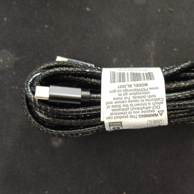 WIRELESS DEEPE USB-C to USB-C Round USB Cable BL5327 Black 1:1 Connection 10 ft