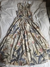 H&M lace detail cotton dress maxi floral plants multicolored NWT