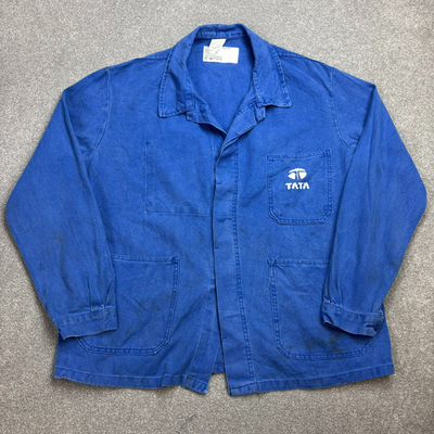 #ad #ad French Jacket Adult Large Blue VINTAGE Work Wear Canvas Chore Coat Men GBP 41.99