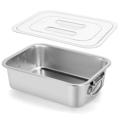 7.4 QT Extra Deep Lasagna Pan Transparent Lid Handles 14x10.6x4 Inch Stainless