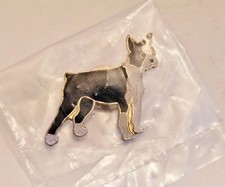 BOXER Hat Lapel Pin ~ Black & White~ Enamel ~ Vintage ~ New