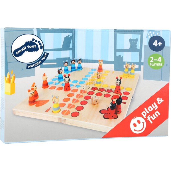 Small Foot 7358 Ludo Tiere Aus Holz, Gesellschaftsspiel FüR Groß Und Klein-image