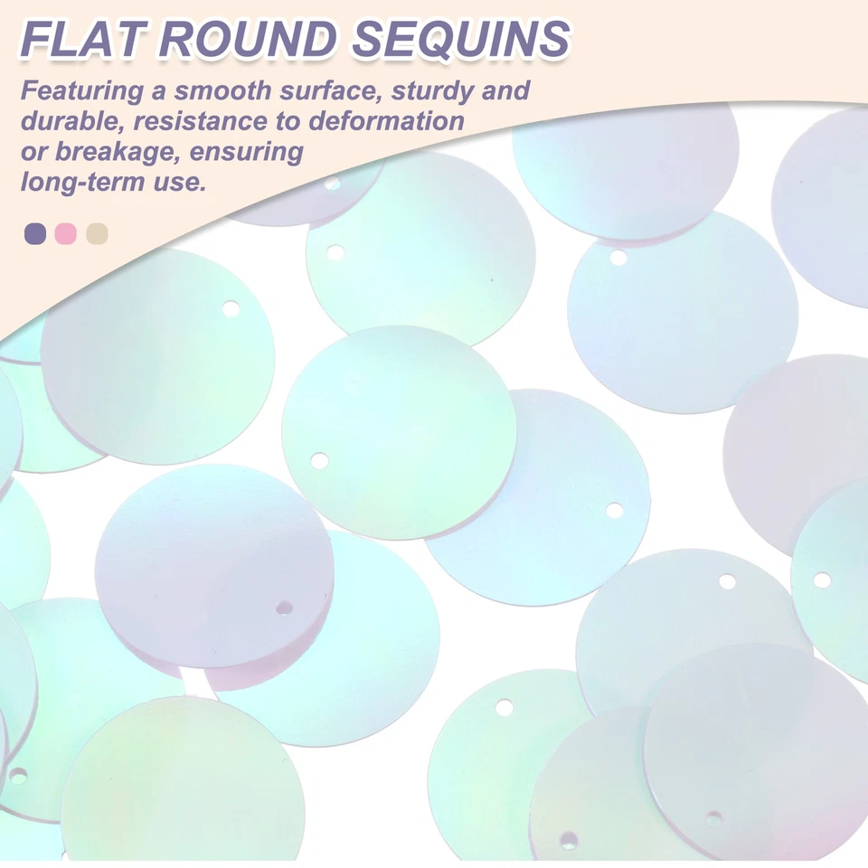 Lentejuelas redondas planas 450 piezas, lentejuelas sueltas de 20 mm/0,8 pulgadas, blanco AB Foto 3 de 4