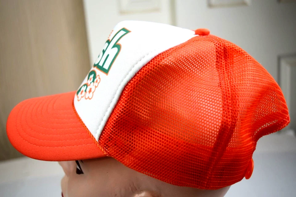 Sombrero de camionero vintage años 90 Y2k naranja aplastamiento Snapback sombrero malla espuma retro 1972 Foto 3 de 4