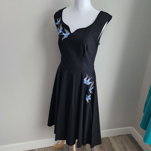 Pinup Couture Annalise Dress Girls XL Youth Grad 50s Swing Swallows Birds Rock - Picture 4 of 17