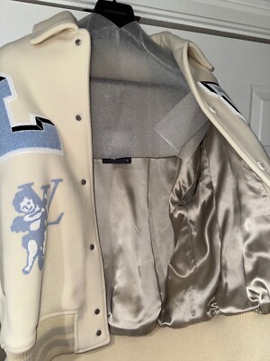 Louis Vuitton Multipatches Mix Leather Varsity Jacket Milky White