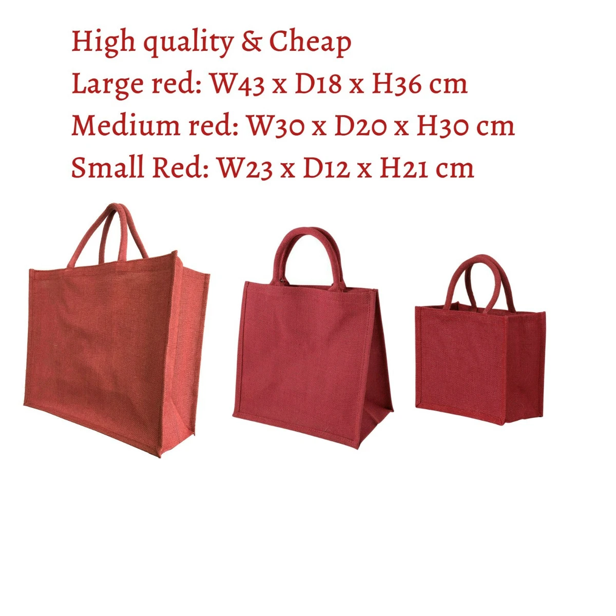 Jute burlap red gift bags high quality large medium and small hessian bags