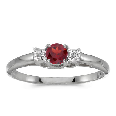 Ring 14 Karat Weißgold rund Granat und Diamant