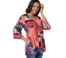 Attitudes by Renee Como Jersey Swing Top w/ Inverted Pleat L A500920