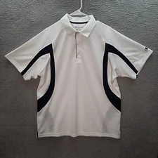 Champion Shirt Adult Large White Blue Polo Double Dry Golf Sports Preppy Stretch