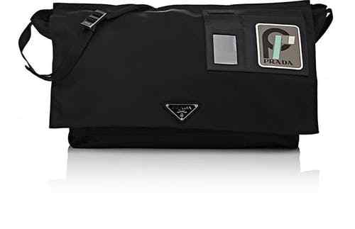 100% AUTHENTIC NEW PRADA LEATHER TRIMMED NYLON TRAVEL GYM DUFFLE/MESSENGER BAG