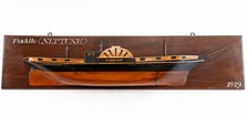 Antique Half Hull Wooden Ship Model Sidewheel Paddle Steamer NEPTUNE 1849 (42")