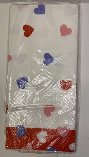 Vtg Gibson Decorative Paper Tablecloth Sealed 54" x 96" Valentine Hearts Wedding - Picture 2 of 3