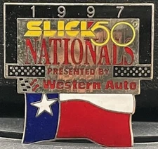 "VRHTF NHRA SUPER COOL "SLICK 50 NATIONALS HOUSTON TX" 1.5" X 1.5" HAT PIN
