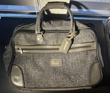 Equipaje de Ocio Vintage Gris Tela Tweed Bolsa de Transporte Maleta Lados Suaves 
