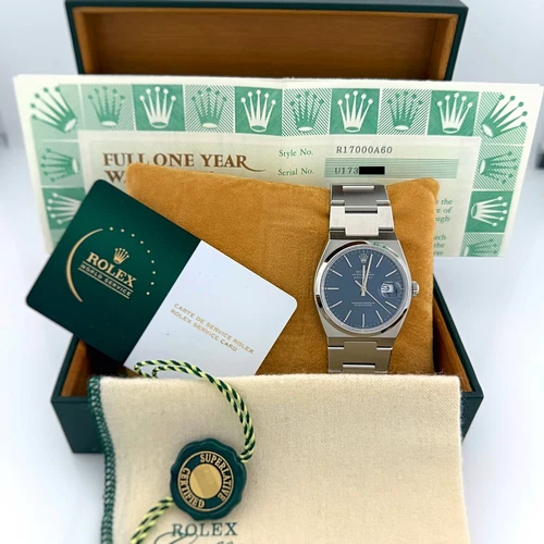 Rolex Oysterquartz Datejust 17000 Blue Dial Steel Box Papers 2025 Service Card