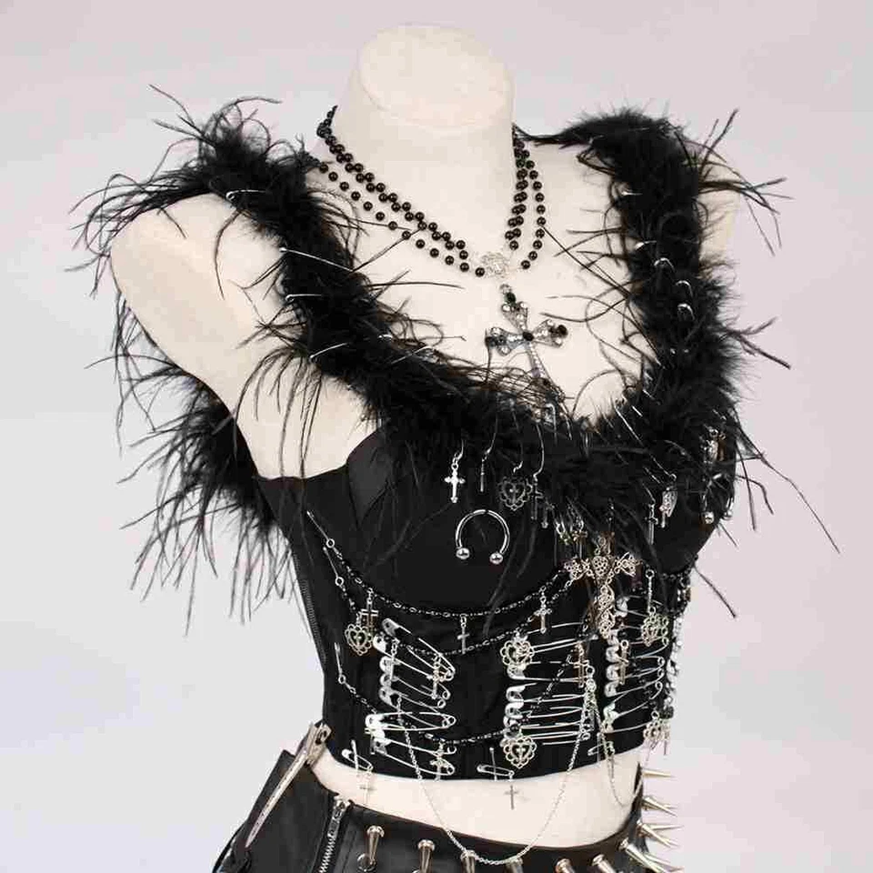 Prendedor E-Girls Y2K TOPS Harajuku Punk Rock Cruz Gótico Tanque Años 90 Grunge Emo Foto 3 de 4