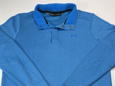 Men's Under Armour Golf Fleece Cold gear Loose Snap 1/4 Closure Blue Large