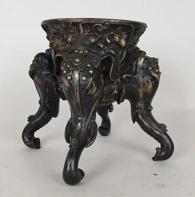 Pied De Coupe En Bronze, Aux Têtes d'éléphants, XIXème Siècle - Photo 1/4