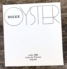 ROLEX Vintage Price List 1983 Spain Explorer 1655 1665 5513 6263 6265 Daytona /