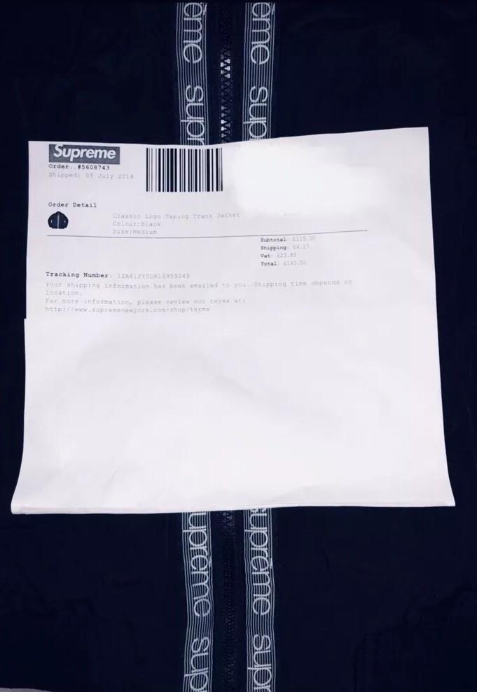 Supreme Classic Logo Taping Track Jacket - Black, Medium (M Supreme Classic Logo Taping Track Jacket - Black, Medium (M