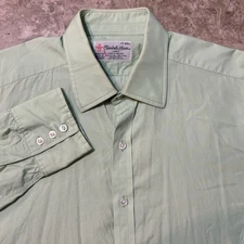 Turnbull Asser Shirt Mens 17 43 Green Solid Long Sleeve Button Made In England