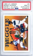 1990 Upper Deck Heroes #9 Reggie Jackson Checklist Auto /2500 PSA 9 MINT