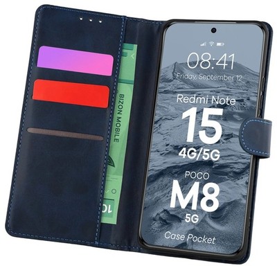 Handyhülle mit Klappe für Xiaomi Redmi Note 15/POCO M8 5G Bizon Case Dunkelblau