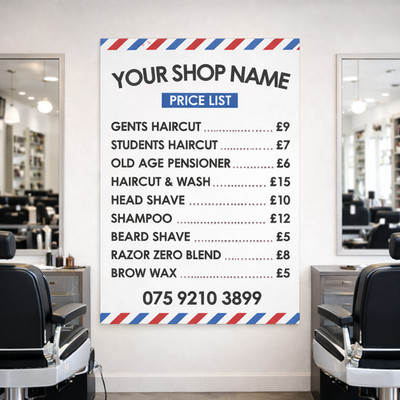 Friseursalon Preis Salon Liste Werbung Preise Poster Innen Aufkleber A5-A3