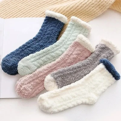 5Pairs Cosy Bed Socks Women Men Fluffy Home Sock Thick Indoor Winter Warm Soft