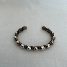 Silpada Sterling Silver Beads and Brass Wire Wrapped Cuff Bracelet Stamped 925