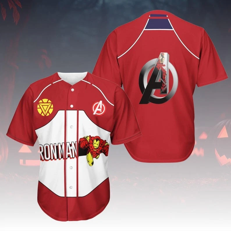Iron Man Superhero Cosplay Costume Gift For Him Baseball Jersey Shirt
