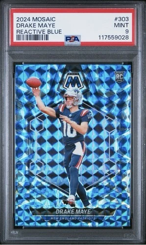 2024 PANINI MOSAIC DRAKE MAYE REACTIVE BLUE #303 ROOKIE RC PSA 9