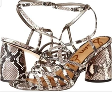 Sam Edelman - Daffodil Block Heel Sandals Snake Print - Size 6.5 NWT