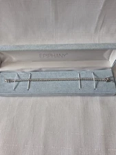 Epiphany Platinum Clad Sterling Silver Diamonique CZ Link Bracelet 7" Free Ship