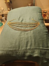 Vintage Multi-Strand Gold Tone Chain Link Belt with Coin Medallion Charm