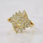 2 Ct Round Cut Simulated Diamond 14K Yellow Gold Plated Cluster Engagement Ring
