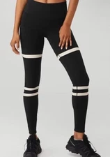 Alo Yoga Women’s Size Medium Black/Bone Around Town Hi Waist Leggings ZP-14R