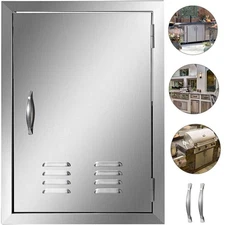 BBQ Access Door 17 In. W X 24 In. H Vertical Island Door with Vents Stainless St