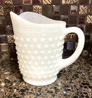 Vintage 1950s Milk Glass Hobnail Creamer Pitcher Small White