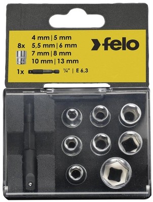 Felo Profi Stecknuss Box 9-teilig - SW 4,0 - 13,0 mm