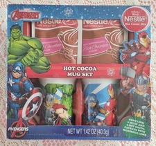 Marvel Avengers Hot Cocoa Mug Set 2 Mugs 2 Packets Of Hot Cocoa NIB CHRISTMAS