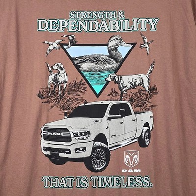 DODGE RAM SHIRT Mens XL Extra Large BROWN CASUAL Hunting Truck Distressed NWT